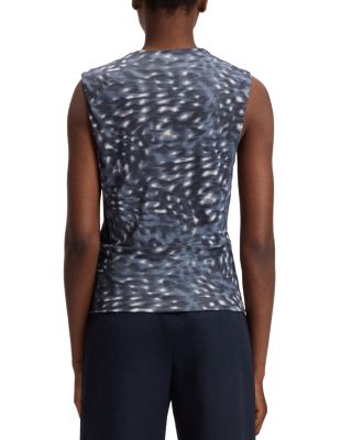 V Neck Printed Matte Jersey Top