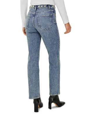 Topanga High Rise Studded Waist Straight Jeans in Desert Sky
