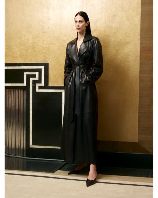 Kasha Leather Belted Coat