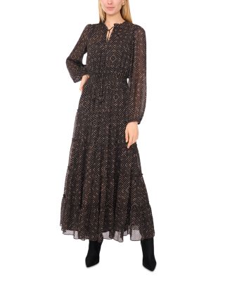 Tie Neck Tiered Maxi Dress