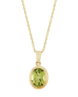 Gemstone Faceted Oval Pendant Necklace in 14K Yellow Gold, 18"