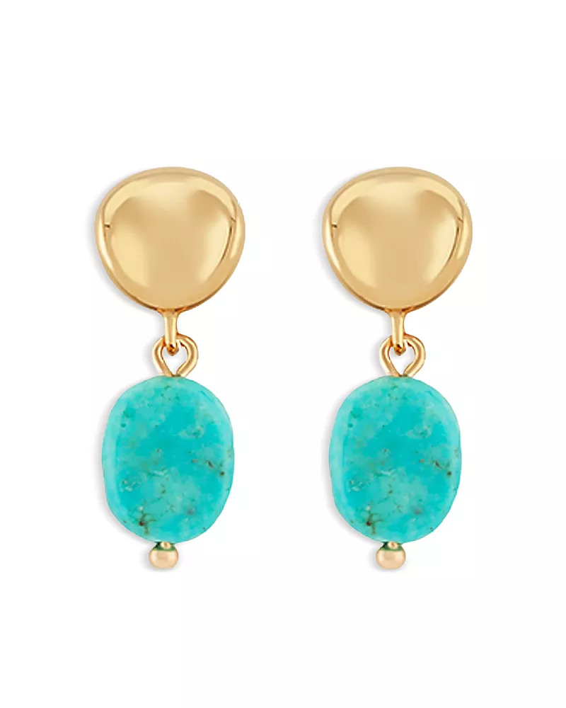 Bloomingdale's Fine Collection Turquoise Bead Drop Earrings in 14K Yellow Gold