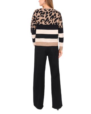 Leopard Stripe Crewneck Sweater