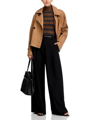 Rib Knit Mock Neck Elbow Sleeve Sweater