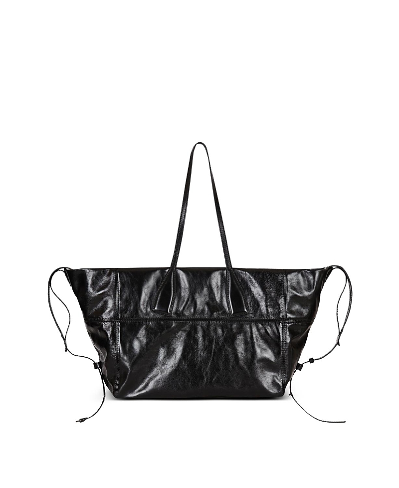 Balmain Track Zips Calfskin Tote Bag In Black