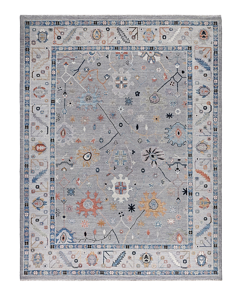 Bloomingdale's Colorful Oushak M0103-35 Area Rug, 9'0x11'10 In Gray