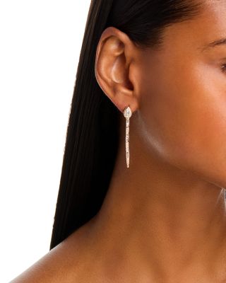 Diamond Round & Baguette Serpent Drop Earrings in 14K Yellow Gold, 1.0 tcw