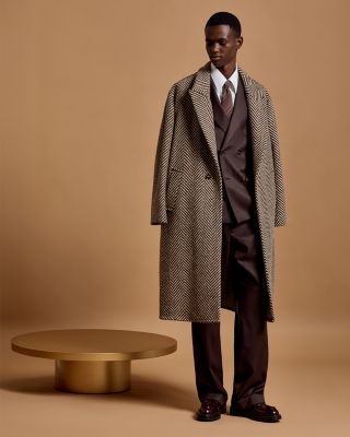 Oversized Tweed Chevron Coat