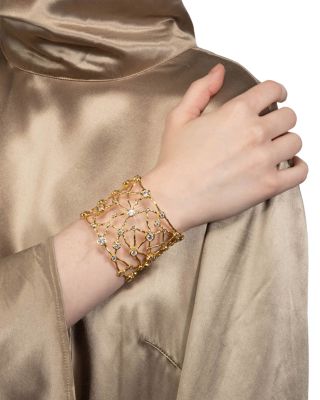 Asterales Cubic Zirconia Celestial Wide Cuff Bracelet 