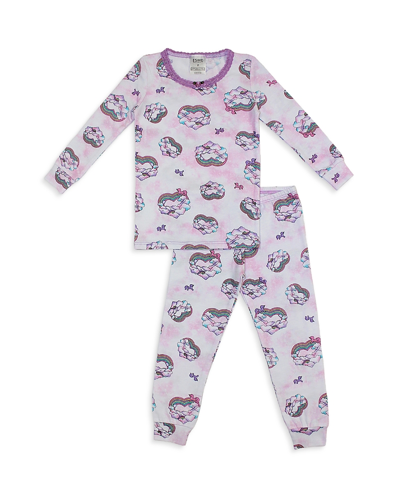 Esme Girls' Long Sleeved Printed Pajama Set - Little Kid In Purple