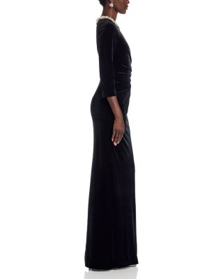 Velvet Jeweled Collar Gown