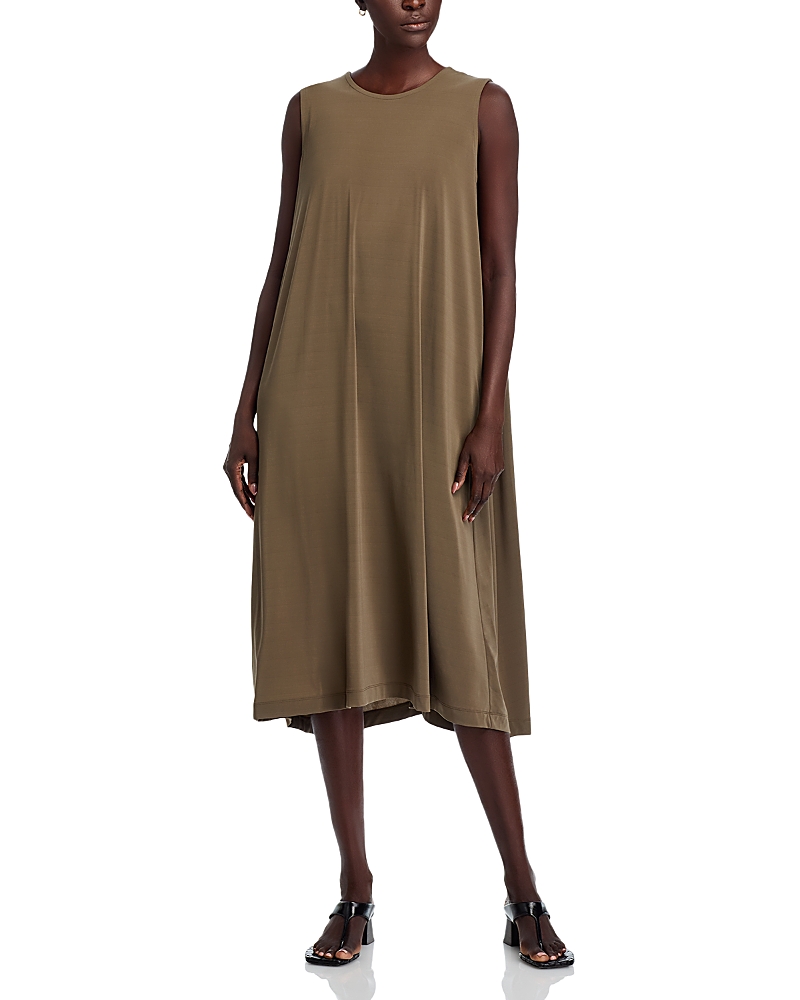 Issey Miyake Draped Jersey Dress In Brown