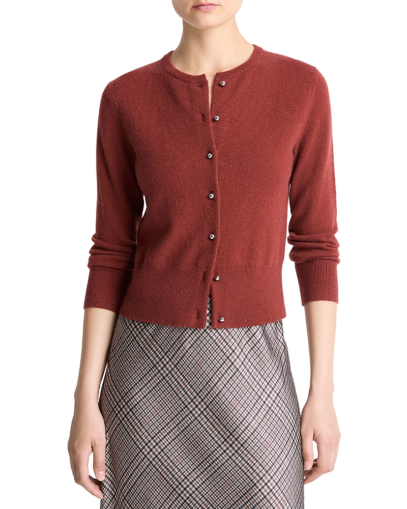 Vince Metal Button Cardigan Siena In Brown