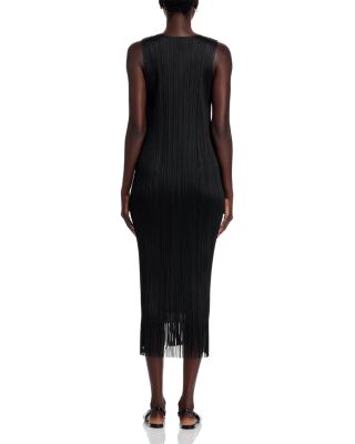 Wave Pliss&eacute; Fringe Hem Dress