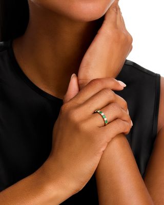 Gemstone & Diamond Band Ring in 14K Yellow Gold