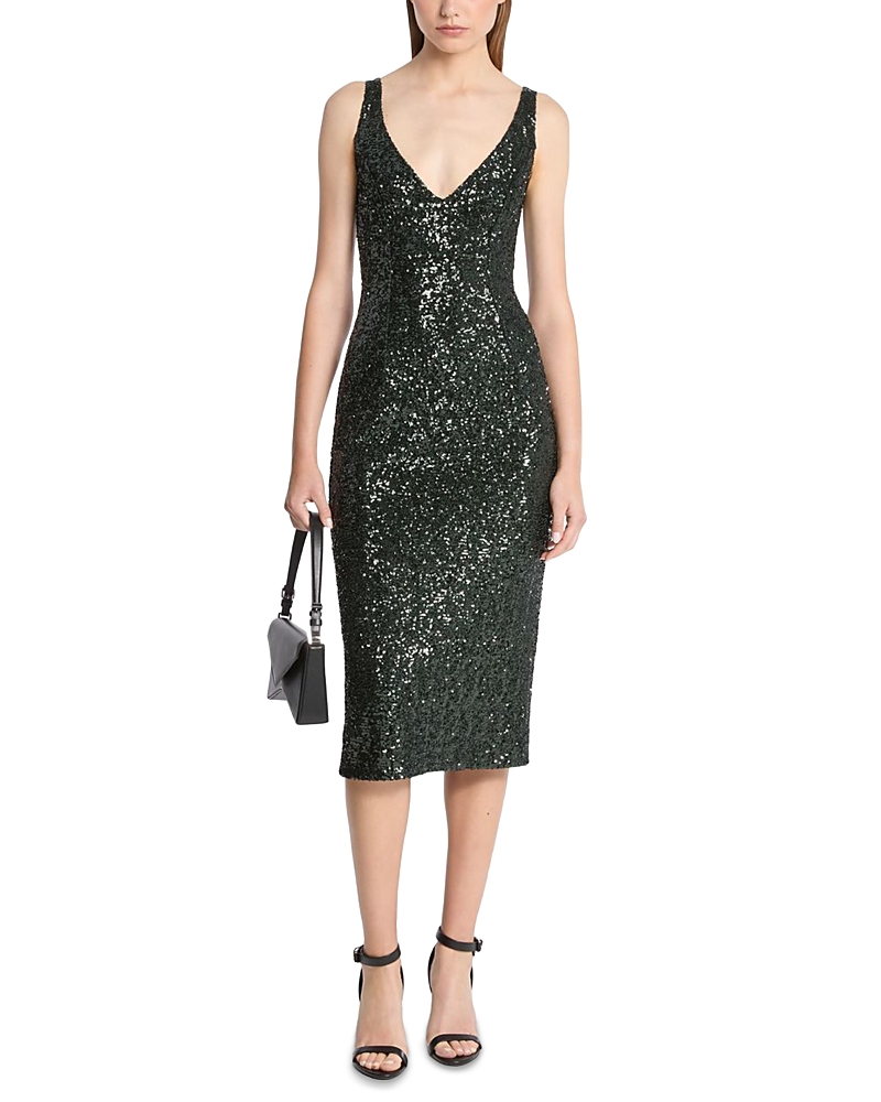 Michael Michael Kors Portrait Sheath Sequin Dress In Black