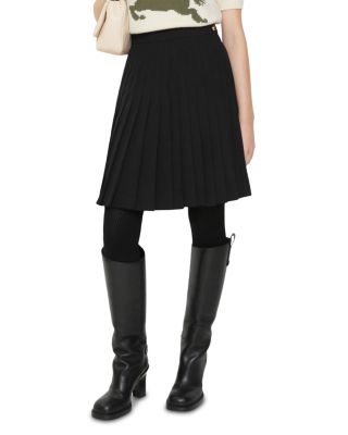 Eleonora Pleated Wool Blend Midi Skirt