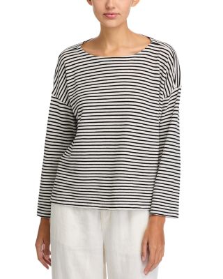 Eileen Fisher - Striped Boat Neck Top