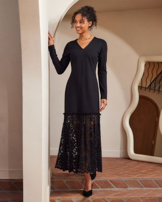 Long Sleeve Lace Hem Dress