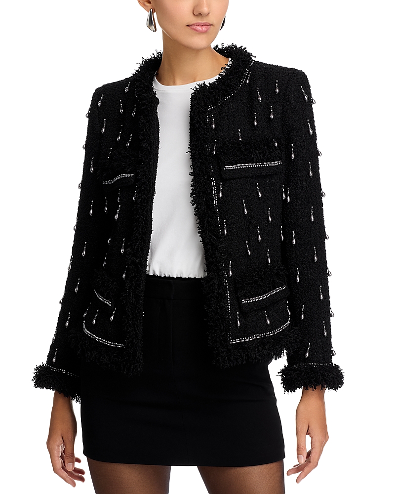 Kobi Halperin Hana Beaded Fringe Trim Jacket In Black