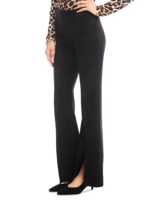 Faux Suede Front Slit Pants