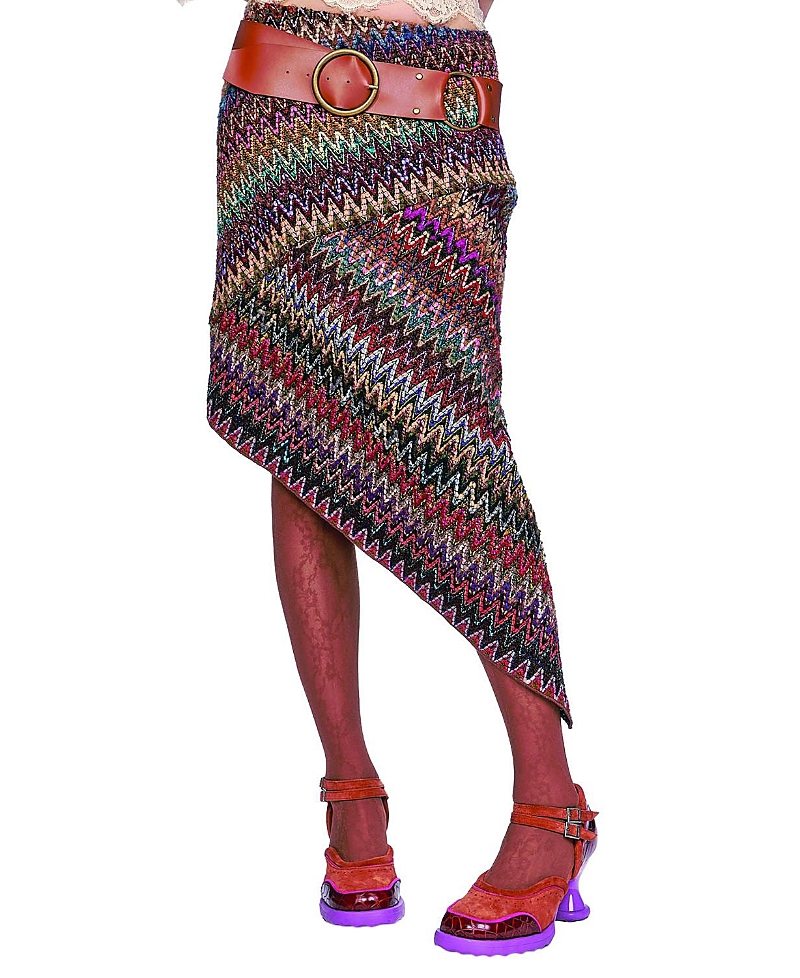 Anna Sui Bargello Multi Asymmetrical Skirt In Multi