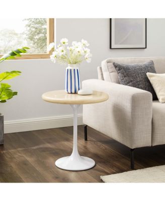 Lippa Round Artificial Travertine Side Table