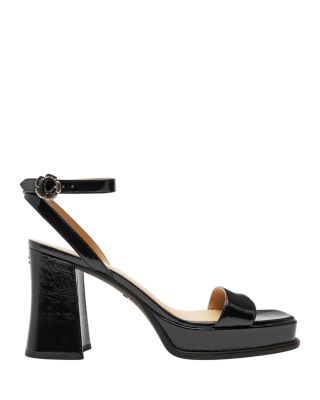 Women's Tea Rose Black Leather Platform Sandals