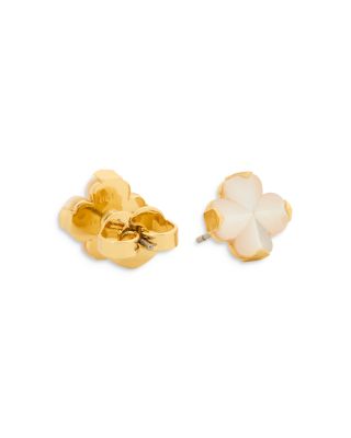 Spade Flower Stone Stud Earrings