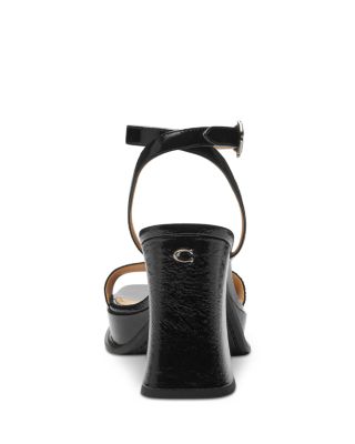 Women's Tea Rose Black Leather Platform Sandals