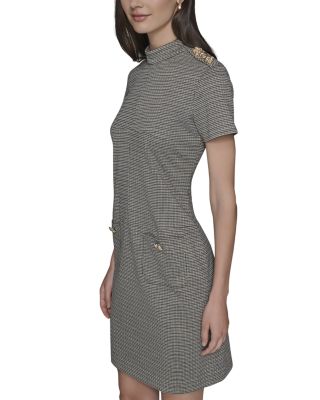 Mini Houndstooth Print Dress