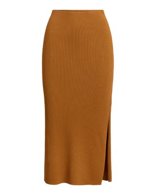 Rib Knit Pencil Midi Skirt