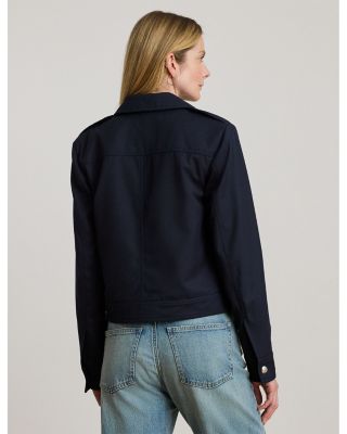 Cropped Wool Blend Twill Jacket