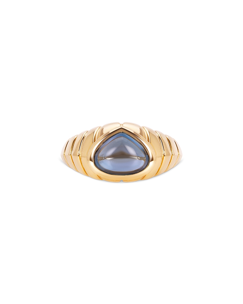 Marina B Blue Topaz Cabochon Ring In 18k Yellow Gold In Gold