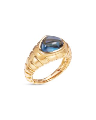Blue Topaz Cabochon Ring in 18K Yellow Gold