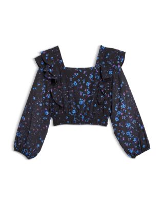 Girls' Floral Print Ruffled Top, Little Kid, Big Kid - Exclusive