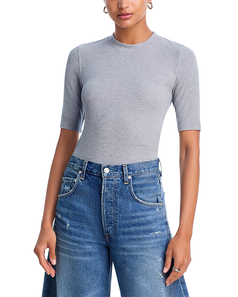 Frame The Heather Ribbed Crewneck Tee In Blue