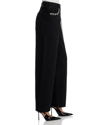 Swift Embellished Straight Jeans in Black