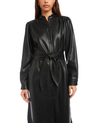 Jennifer Faux Leather Shirtdress