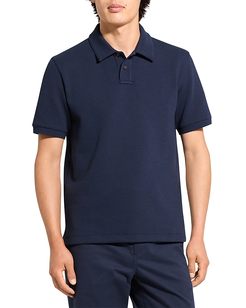 Theory Delroy Double Pique Regular Fit Polo Shirt In Blue