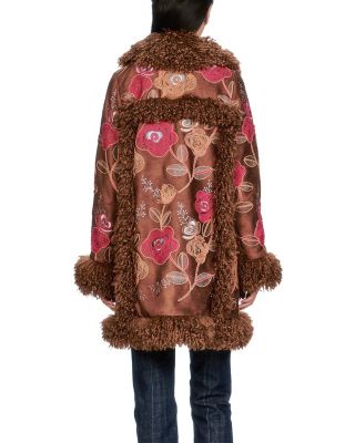 Poiret Faux Fur Trim Coat