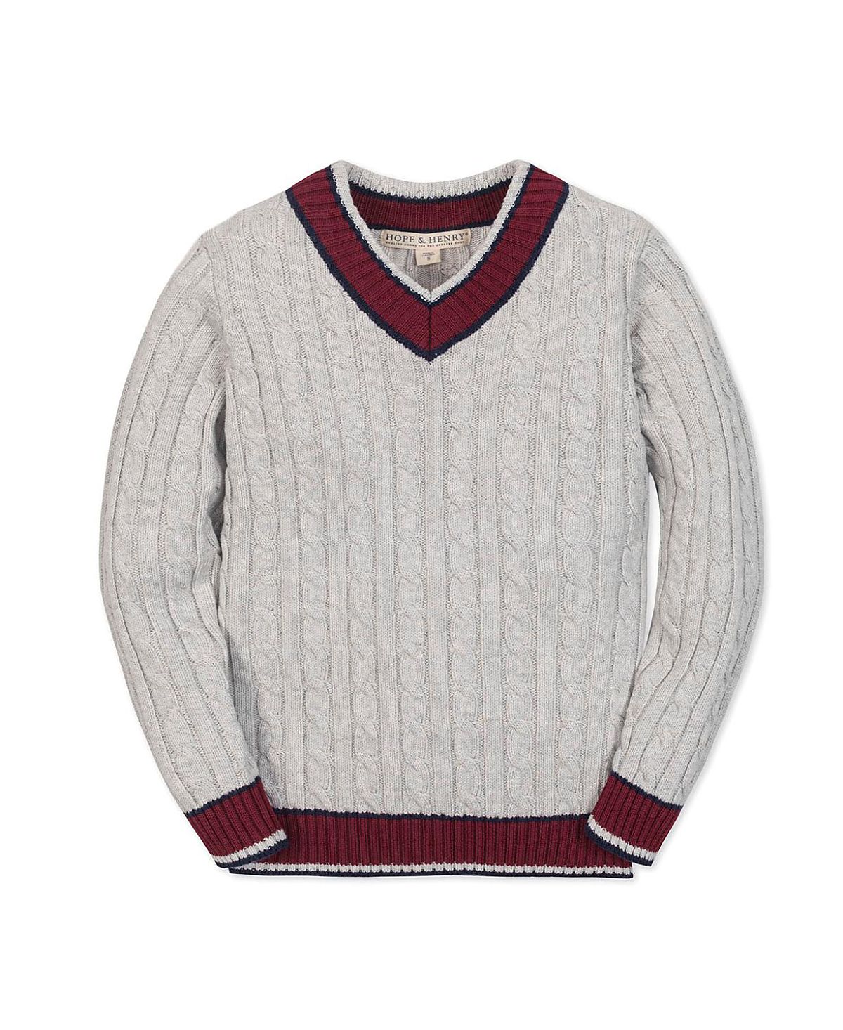 Hope & Henry Boys' Organic Long Sleeve V-Neck Cricket Sweater - Little Kid, Big Kid