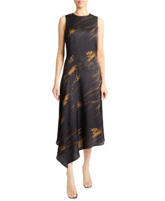  CECILIA Sleeveless Midi Dress in Abstract Crepe