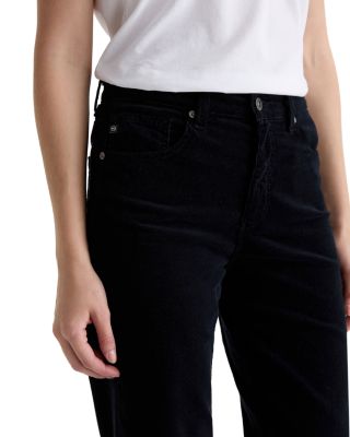 Brinley Mid Rise Straight Corduroy Jeans in Super Black