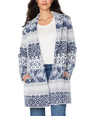 Open Front Mixed Print Cardigan