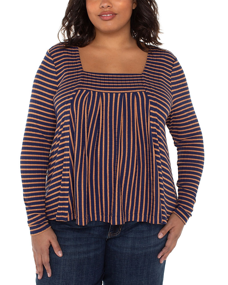 Liverpool Los Angeles Plus Long Sleeve Square Neck Knit Top In Brown