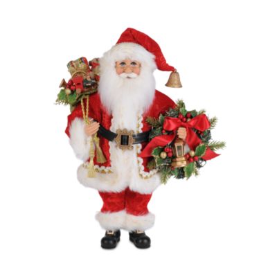 Classic Lighted Berry Wreath Santa Figurine