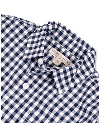 Boys&#39; Organic Long Sleeve Stretch Poplin Roll-Up Button Down Shirt - Baby, Little Kid, Big Kid