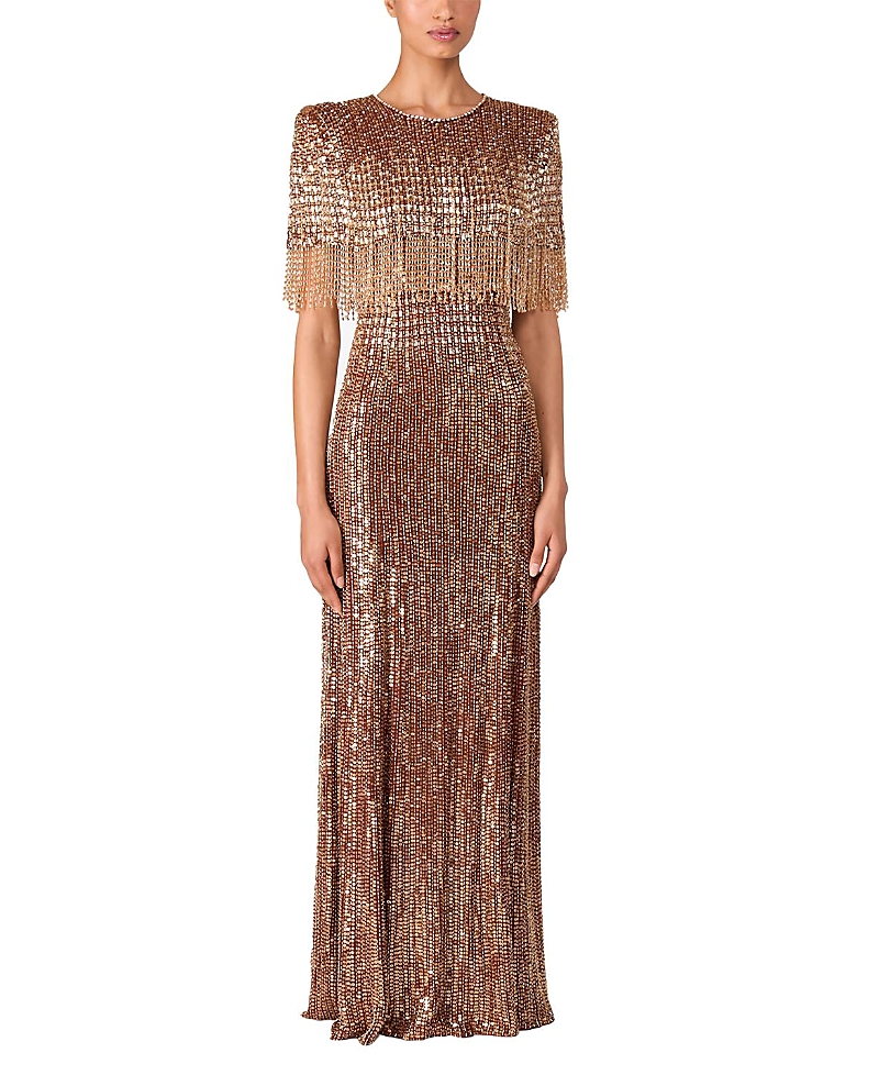 Jenny Packham Lyla Sequin-embellished Gown In Gold