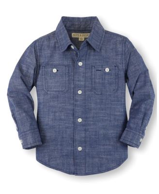 Boys&#39; Organic Long Sleeve Chambray Button Down Shirt - Baby, Little Kid, Big Kid